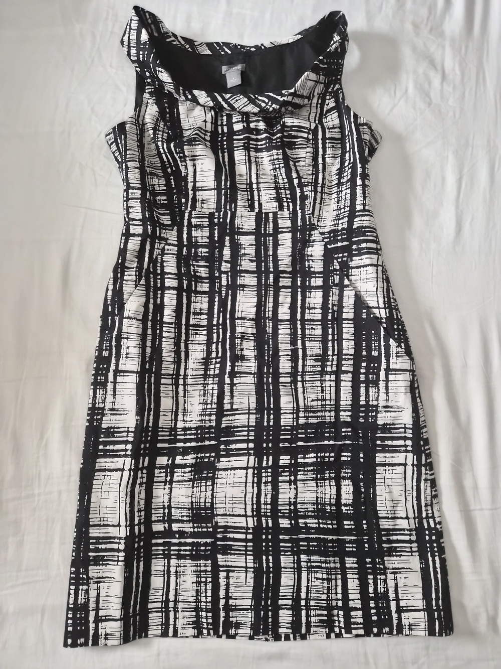 Ann Taylor Black and White Plaid Sheath Dress